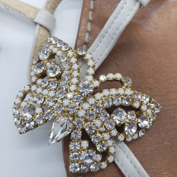 Emanuela Caruso Women EU 39 white butterfly leather sandals flats thongs gems - Picture 12 of 14